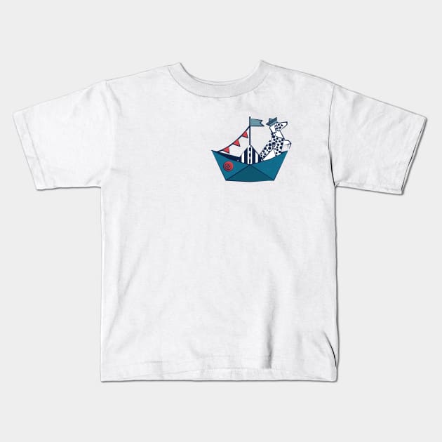 Origami Dalmatian dog day at the lake // print // teal sail boat Kids T-Shirt by SelmaCardoso